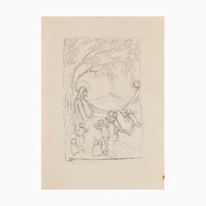 Sacred Scene - Original Pencil Drawing - 20th Century 20th Century