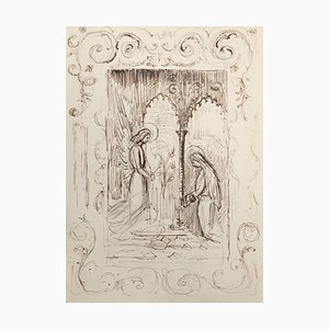 Sacred Scene - Dibujo estilográfico original - Siglo XX, siglo XX