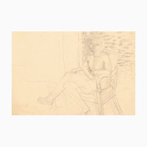 Nude - Original Pencil on Paper by Jeanne Daour - 20th Century 20th Century