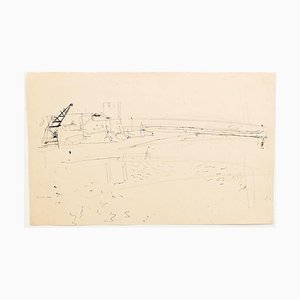 Beach - Original Bleistift auf Papier von Jeanne Daour - 1940 1940