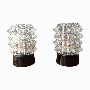 Mid-Century Transparent Glass Table Lamps, Set of 2