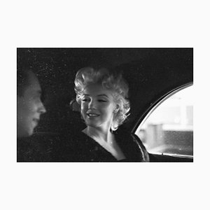 Marilyn New York Taxi Cab Listening Silver Gelatin Resin Print Framed in White by Ed Feingersh