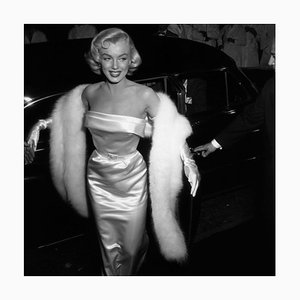 Monroe at Premiere 1954 Silver Gelatin Resin Print Framed in White by Murray Garrett