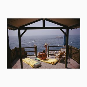 Beach Hut in Antibes Oversize C Print Framed in White by Slim Aarons