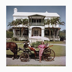 Bermudan Hostess Oversize C Print Framed in White by Slim Aarons