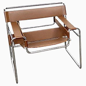 Cognac Leather B3 Wassily Chair by Marcel Breuer for Knoll Inc. / Knoll International, 1980s