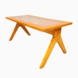 Mesa de centro Mid-Century con cinchas, años 50