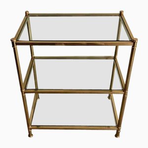 French Brass 3-Tier Console Table, 1970s