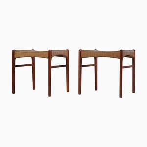 Danish Modern Teak Wooden Stools by Arne Wahl Iversen, 1960s, Set of 2