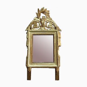 Petit Miroir Style Louis XVI Antique en Bois Doré