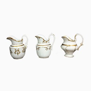 Napoleon III Jugs in White Porcelain & Gilding, Set of 3