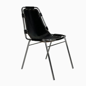 Black Leather Les Arcs Chair by Charlotte Perriand, 1970s