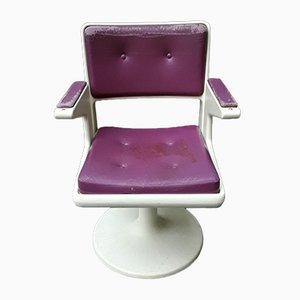 Chaise de Bureau avec Base Tulipe en Plastique Violet & Blanc, 1970s