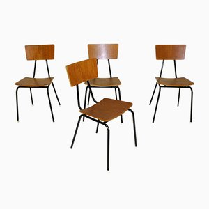 Danish Teak & Metal Dining Chairs, 1960s, Set of 4