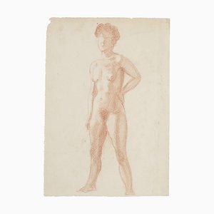 Desnudo - Dibujo original en sangulina - Siglo XX Siglo XX