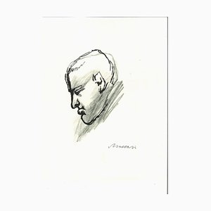 Portrait of Giorgio Morandi - Original Pen and Pencil Drawing - 1960s 1960s