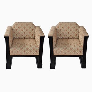 Set of Antique Art Nouveau Viennese Club Chairs by Josef Hoffmann