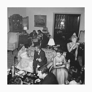 Beverly Hills Party Silver Fibre Gelatin Print Framed in Black by Slim Aarons