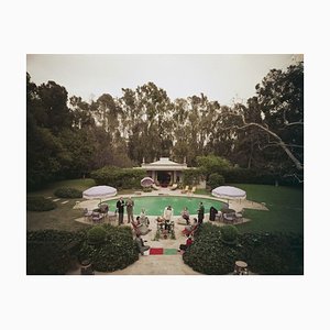 Beverly Hills Pool Party Oversize C Print Framed in White by Slim Aarons