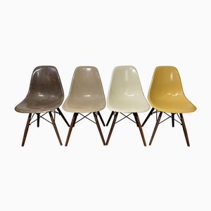 Mid-Century Walnut DSW Dining Chairs by Charles & Ray Eames for Herman Miller, Set of 4