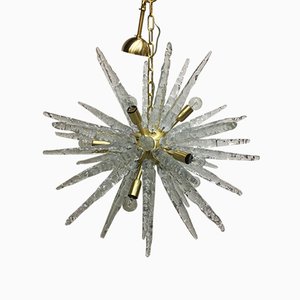 Murano Glass & Brushed Brass Sputnik Chandelier from Italian Light Design