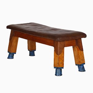 Vintage Leather Bench Gymnastic Bench, 1930s