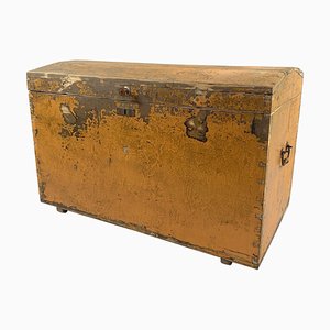 19th Century Wooden Chest or Floor Trunk in Original Paint