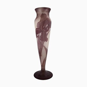 Large Vase in Frosted and Purple Art Glass by Emile Gallé