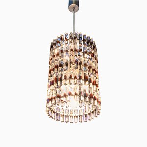 5-Tier Triedi Chandelier with Amber Murano Glass Prisms, 1960s