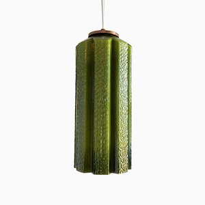 Lampada a sospensione Mid-Century in vetro verde di Helena Tynell per Flygsfors, Svezia, anni '60