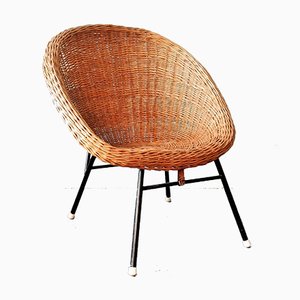 Fauteuil Mid-Century en Rotin dans le Style de Dirk van Sliedregt pour Rohé Noordwolde, 1960s