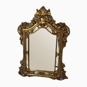Espejo estilo Louis XV de madera dorada, años 50