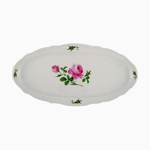 Plato Meissen antiguo grande de porcelana pintada a mano con rosas rosadas