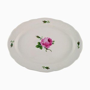 Antiker Meissen Servierteller aus handbemaltem Porzellan mit rosa Rosen