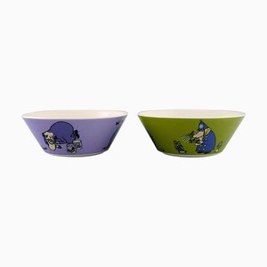 Bols en Porcelaine avec Motifs de Moomin de Arabia, Finlande, Set de 2