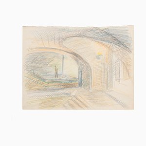 The Bridge Original Pastel on Paper by R. Cazanove
