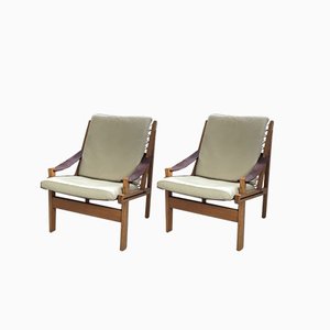 Poltrone Mid-Century in pelle di Torbjørn Afdal per Bruksbo, anni '60