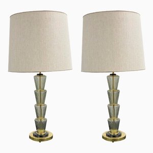 Vintage Murano Glass Table Lamps, Set of 2