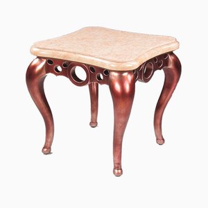 Red Metallic Leaf and Pink Marble Coffee Table from Lam Lee Group, 1990s