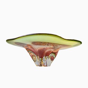 Pink and Green Murano Centerpiece Bowl by Archimede Seguso, 1950s