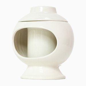 Lampada da tavolo in ceramica bianca di Sicart, Italia, anni '70