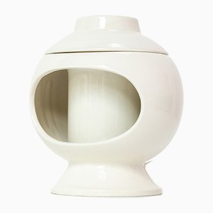 Lámpara de mesa italiana de cerámica blanca de Sicart, años 70