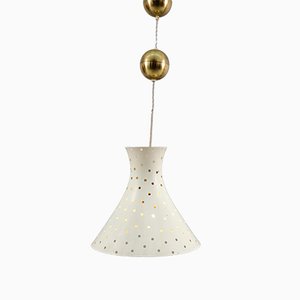 Mid-Century Counterweight Brass Ceiling Lamp from Vereinigte Werkstätten Collection