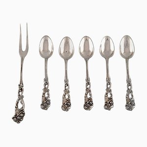 Teaspoons and Cold Meat Fork in Silver, 1900s, Set of 6