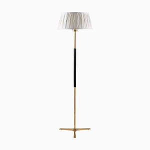 Mid-Century Swedish Floor Lamp in Brass & Wood from Aneta, 1950s