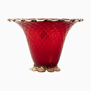 Vintage Italian Red Glass Vase by Ferro & Lazzarini, 1940s