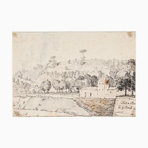 Jan Peter Verdussen, Rom / Tevere, 1781, Originaler Bleistift und Aquarell Zeichnung