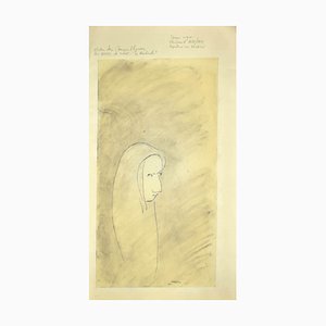 Flor David, Robe Devant, 1952, Original Black China Ink and Pencil Drawing