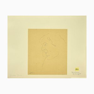 Flor David, Portrait of Berthe Bovy, 1949, Original Black China Ink and Pencil Drawing