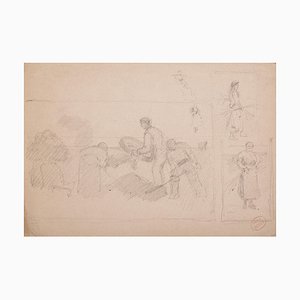 Reapers, Original Pencil on Paper, 20th Century